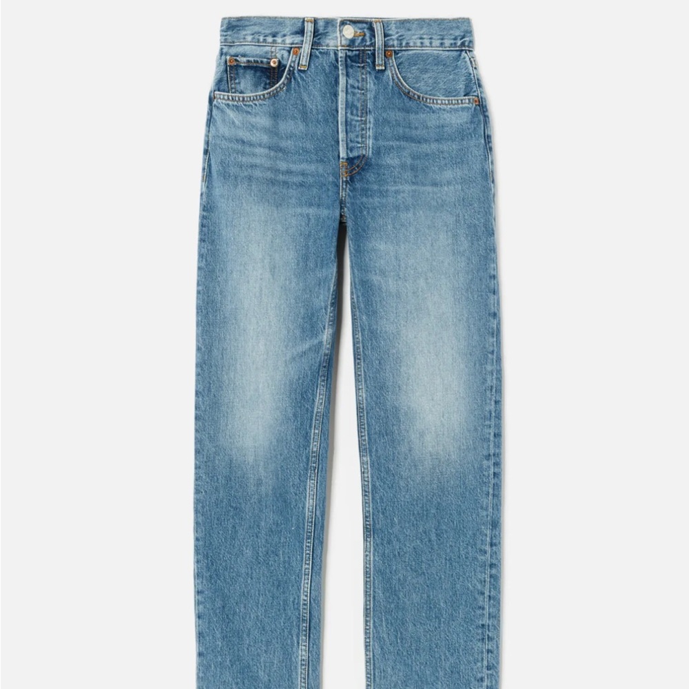 Re/done High Rise Stove Pipe Jeans Color Medium Vain Size 26